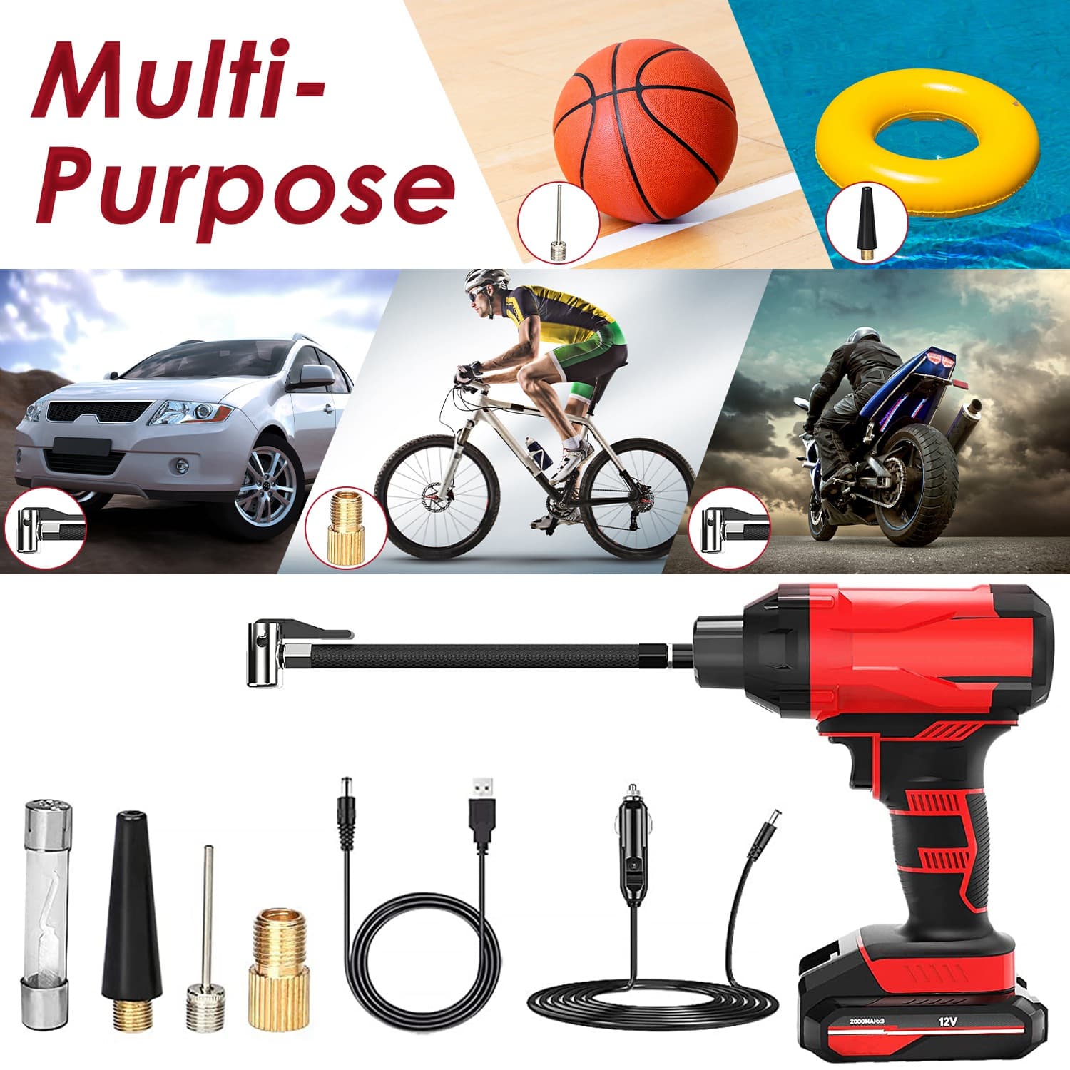 Cordless Tire Inflator, 150 PSI, Digital Gauge