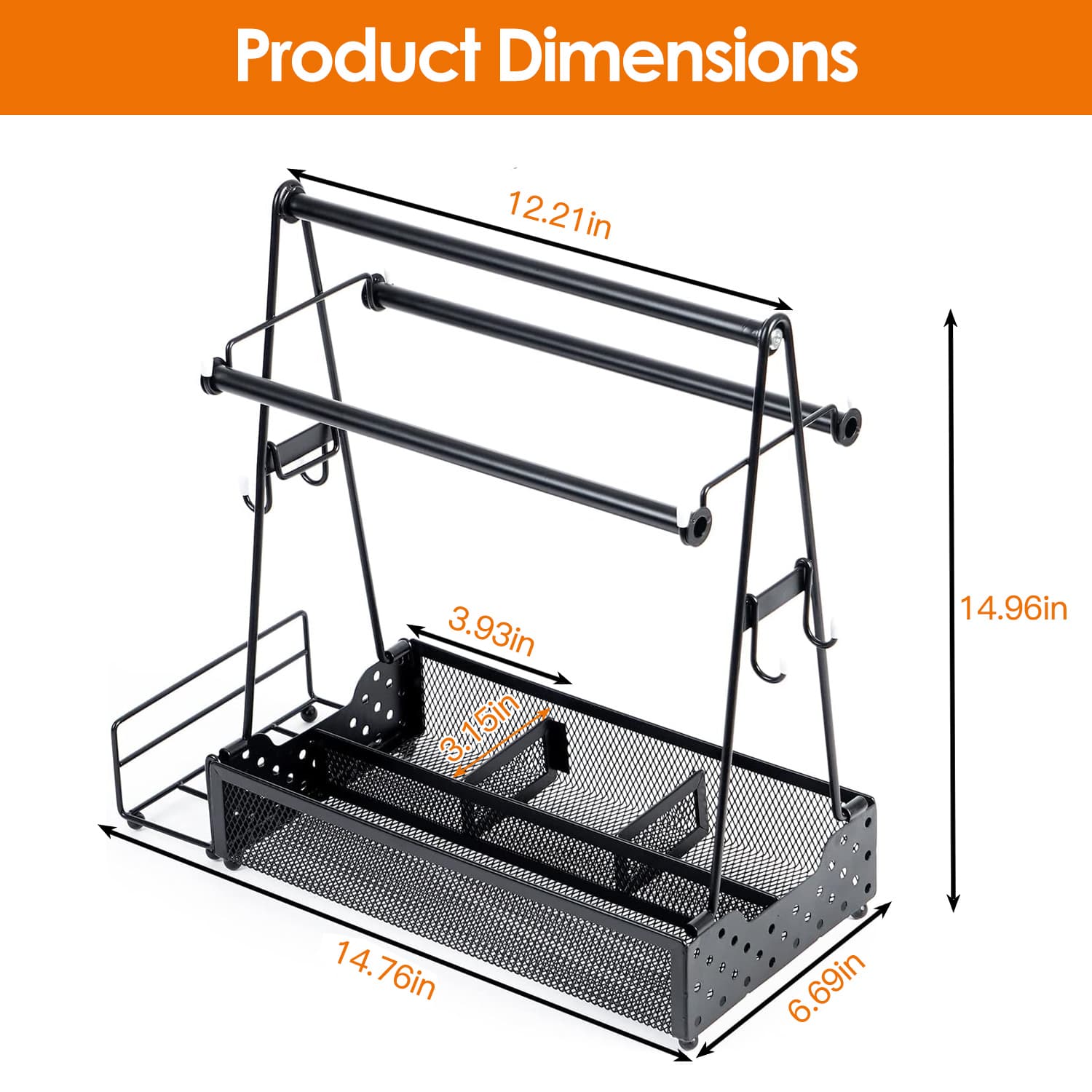 Metal Grill Caddy with Paper Towel Holders