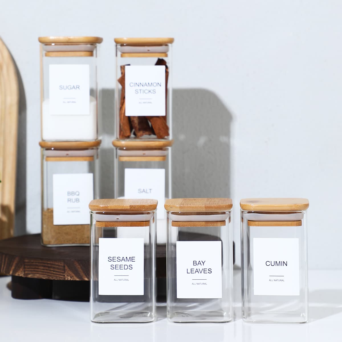Square Glass Spice Jars, 12-Pack, with 72 Labels – photo 6