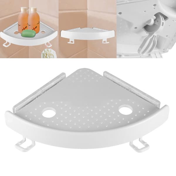 Adhesive Bathroom Corner Shelf with Hooks, No Drilling – photo 5