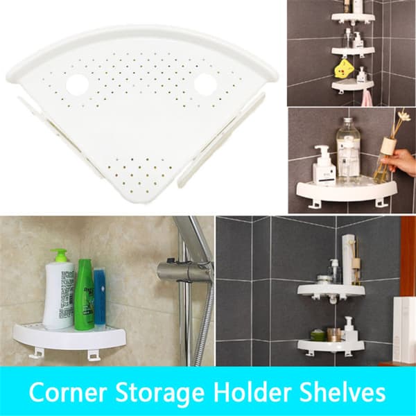 Adhesive Bathroom Corner Shelf with Hooks, No Drilling – photo 6