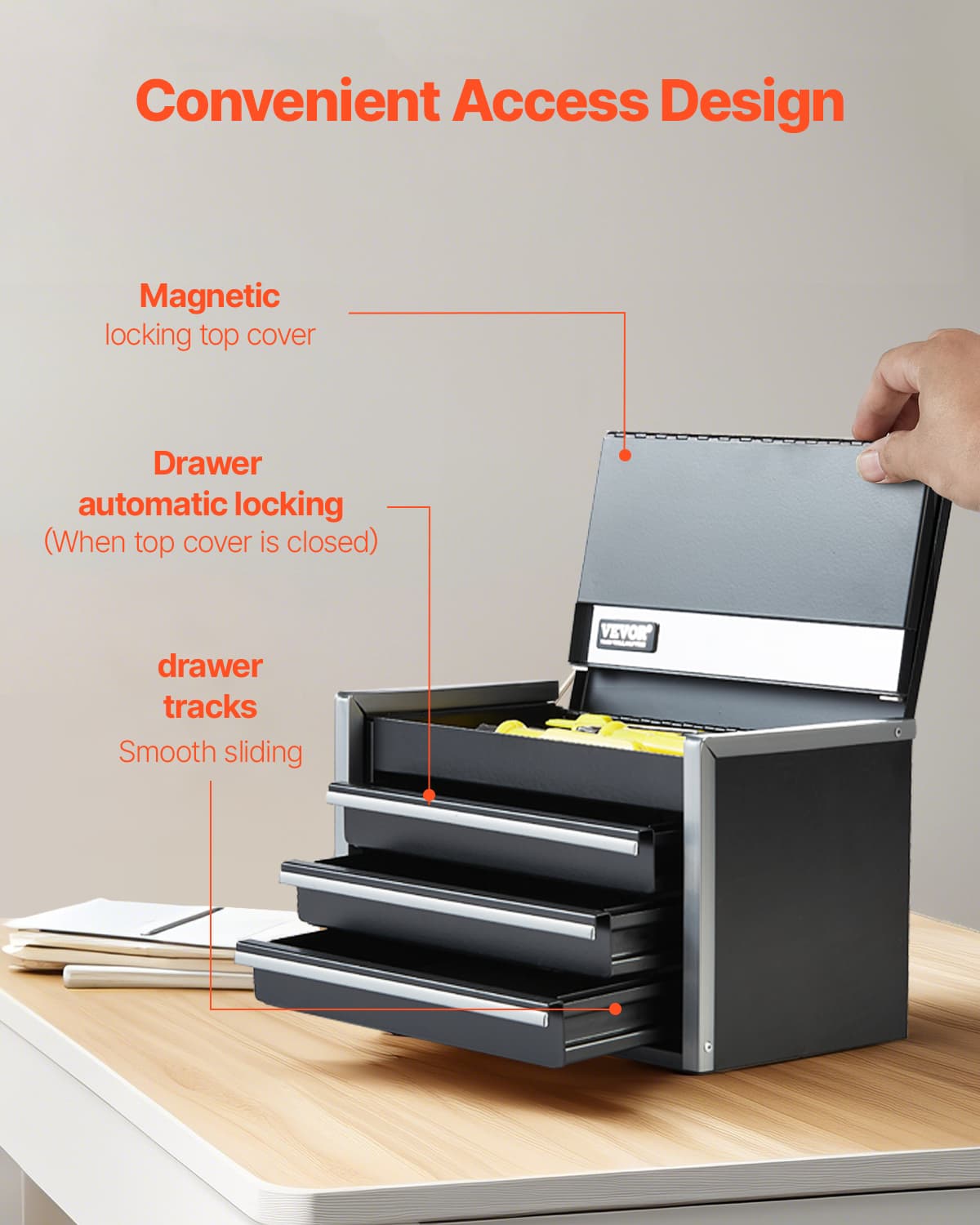 Mini Metal Tool Box with 3 Drawers, 8.6 in – photo 3