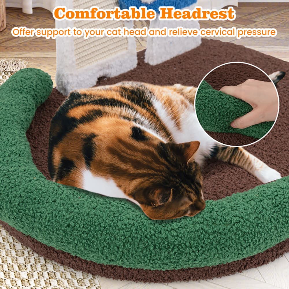 Mushroom Cat Bed with Sisal Scratching Panel and Hanging Ball
