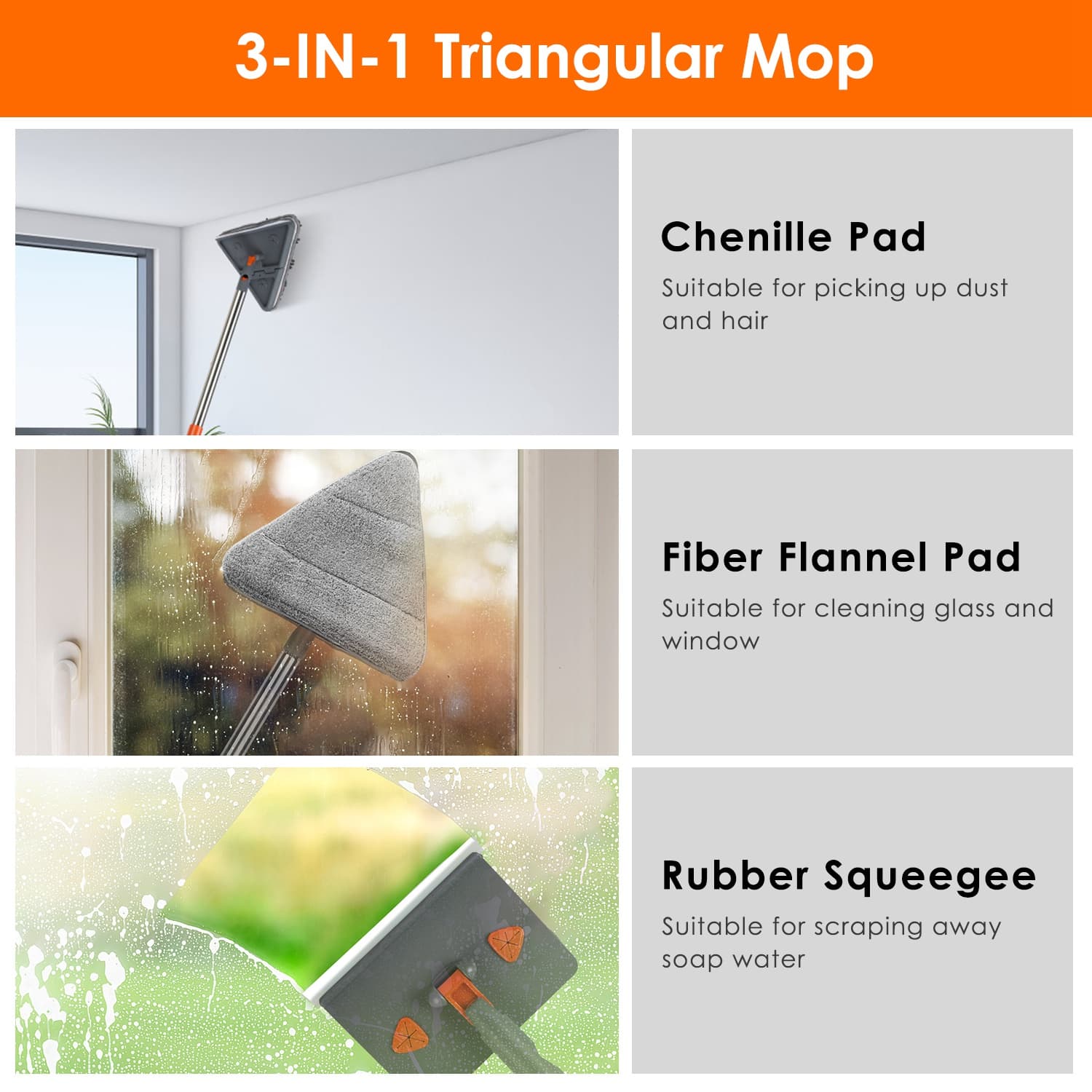 2-in-1 Baseboard and Wall Cleaning Mop with Extendable Handle – photo 4