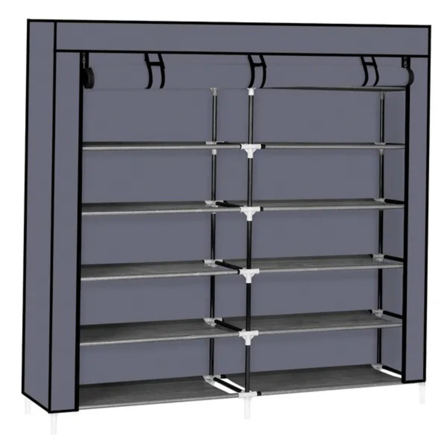 7-Tier Shoe Rack with Zippered Fabric Cover, Holds Up to 36 Pairs