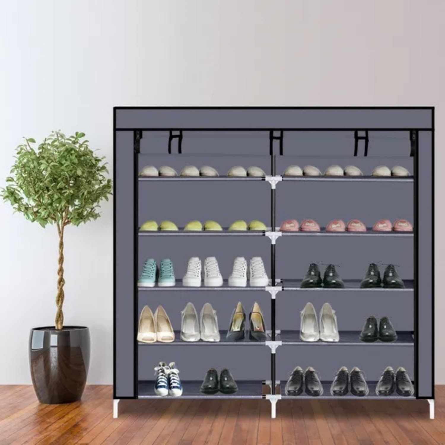 7-Tier Shoe Rack with Zippered Fabric Cover, Holds Up to 36 Pairs – photo 5