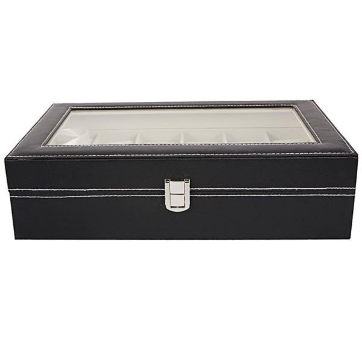 12-Slot Watch Box and Jewelry Organizer, Black – photo 3