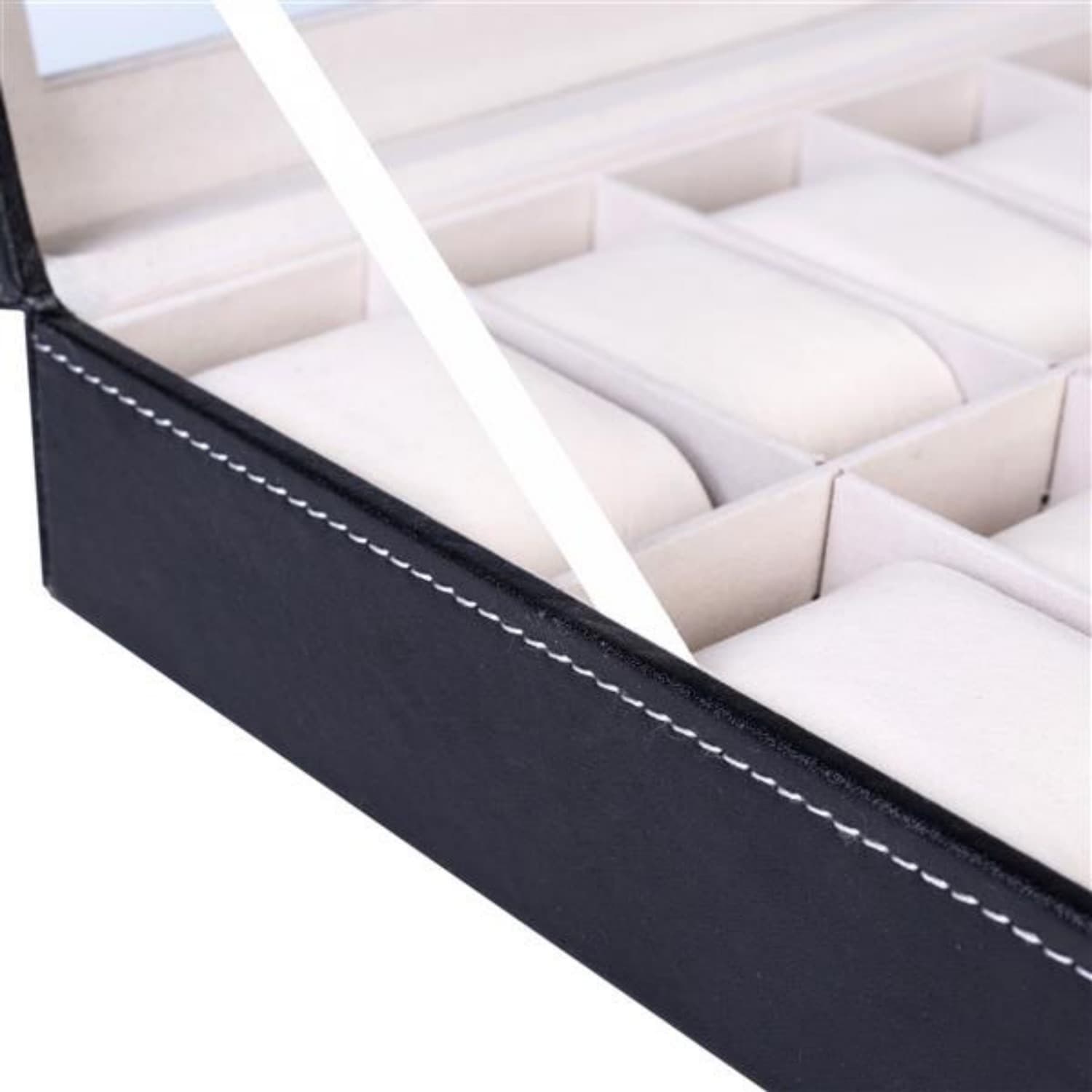 12-Slot Watch Box and Jewelry Organizer, Black – photo 4