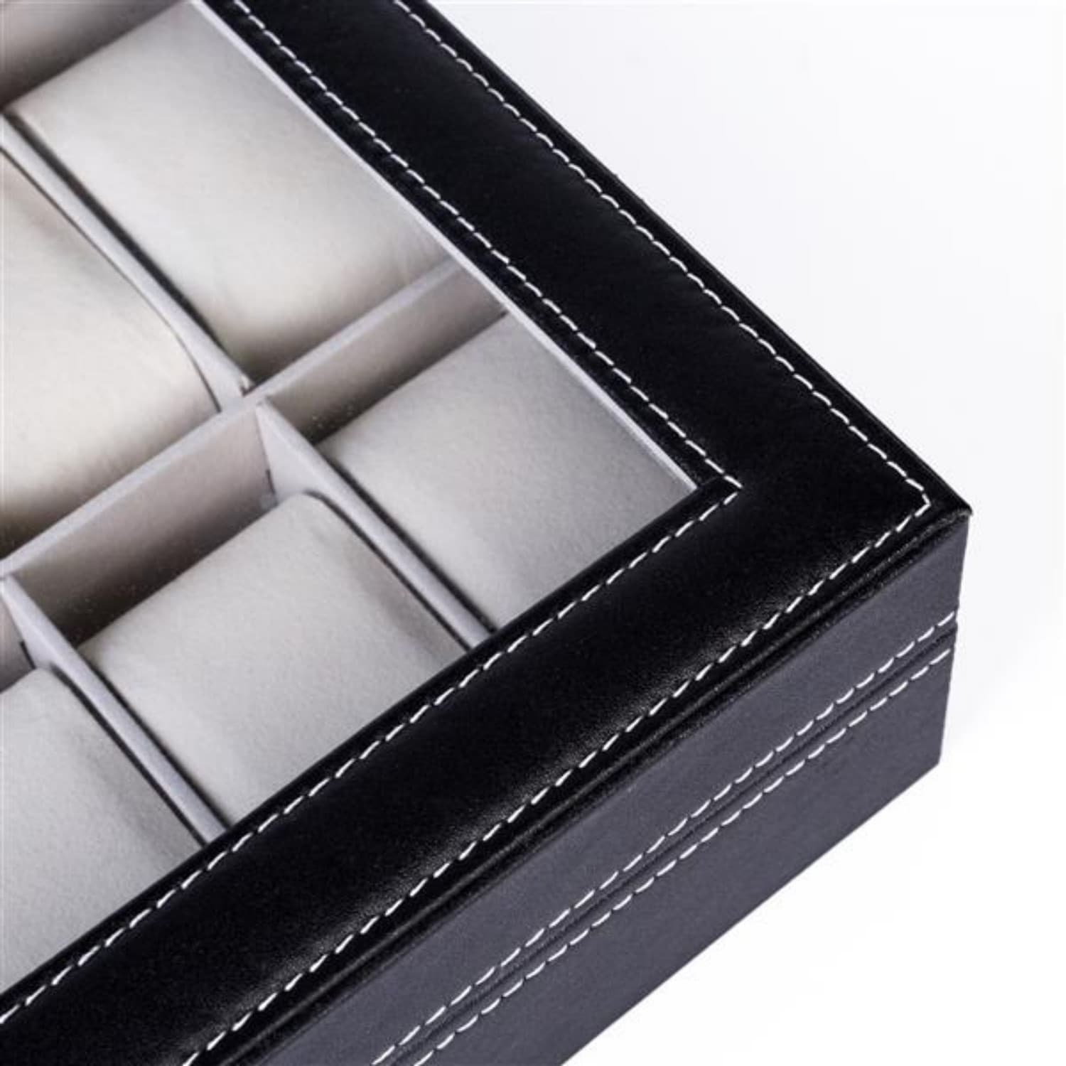 12-Slot Watch Box and Jewelry Organizer, Black – photo 5