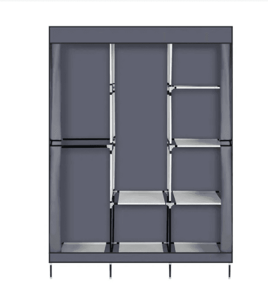 71-Inch Portable Closet Wardrobe with Hanging Rod and 8 Shelves, Gray – photo 2