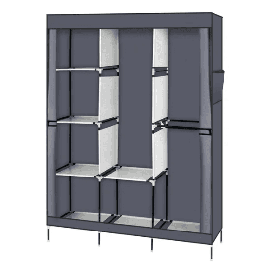 71-Inch Portable Closet Wardrobe with Hanging Rod and 8 Shelves, Gray – photo 5