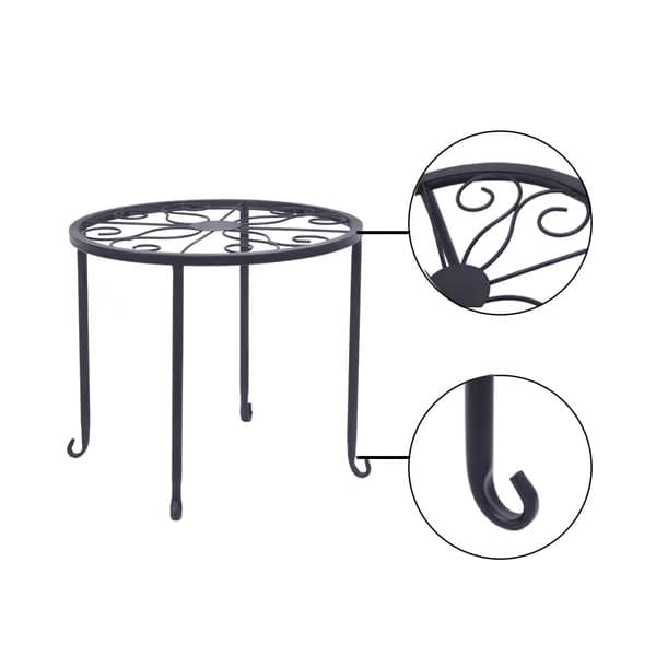 Metal Plant Stands, Set of 4, Round Scroll Design