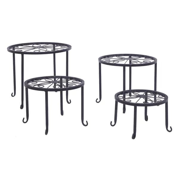 Metal Plant Stands, Set of 4, Round Scroll Design – photo 3
