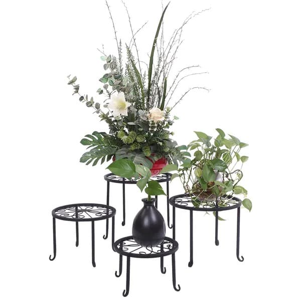 Metal Plant Stands, Set of 4, Round Scroll Design – photo 4