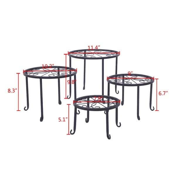 Metal Plant Stands, Set of 4, Round Scroll Design – photo 6