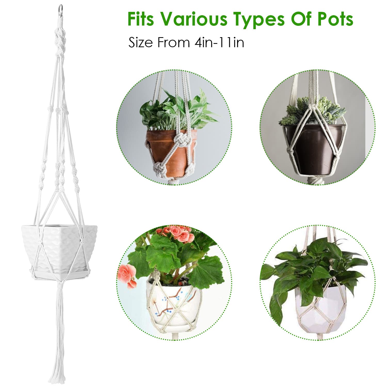2-Pack Cotton Rope Plant Hangers, 40 in