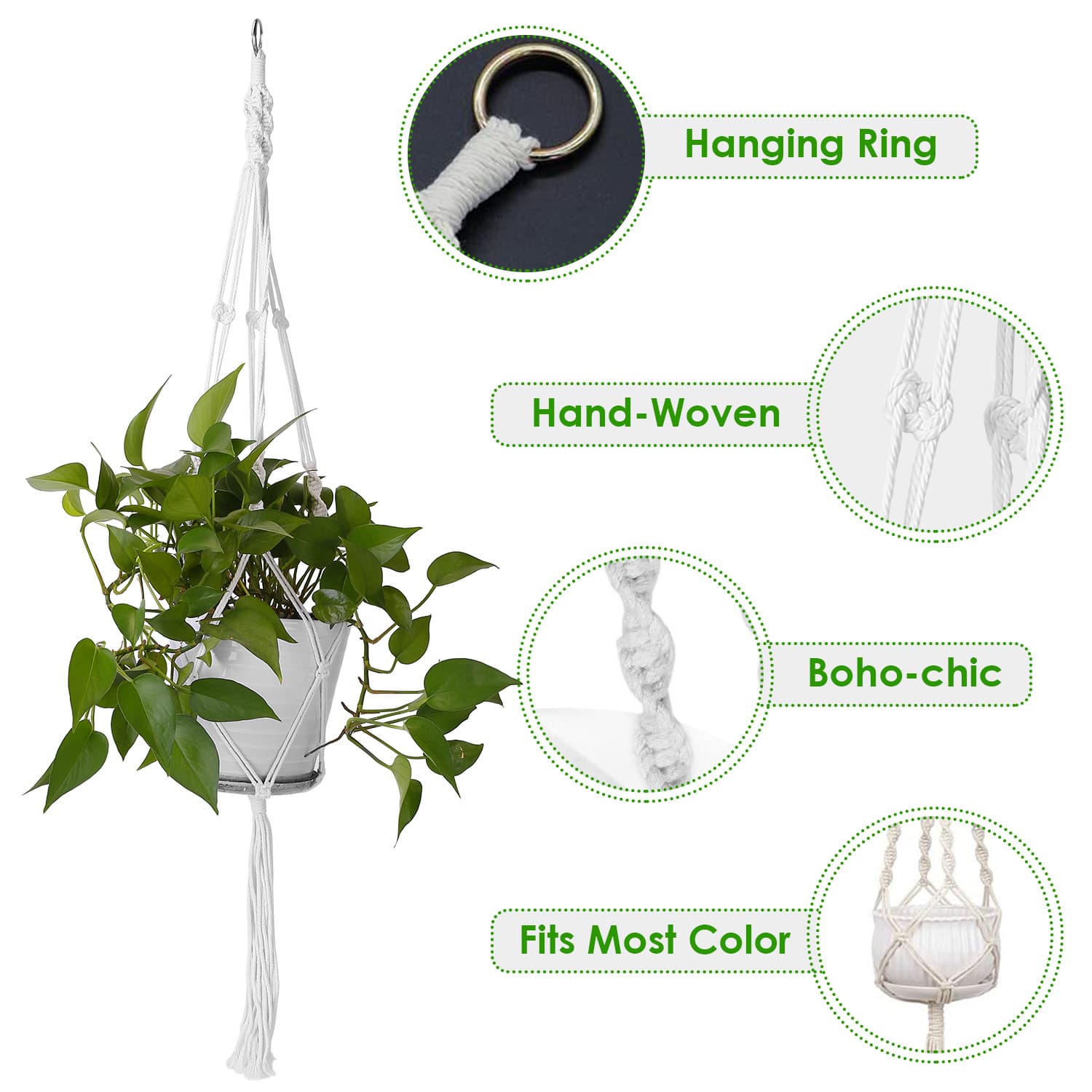 2-Pack Cotton Rope Plant Hangers, 40 in – photo 5