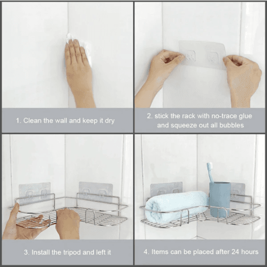 Stainless Steel Corner Shower Caddy, No Drilling – photo 3
