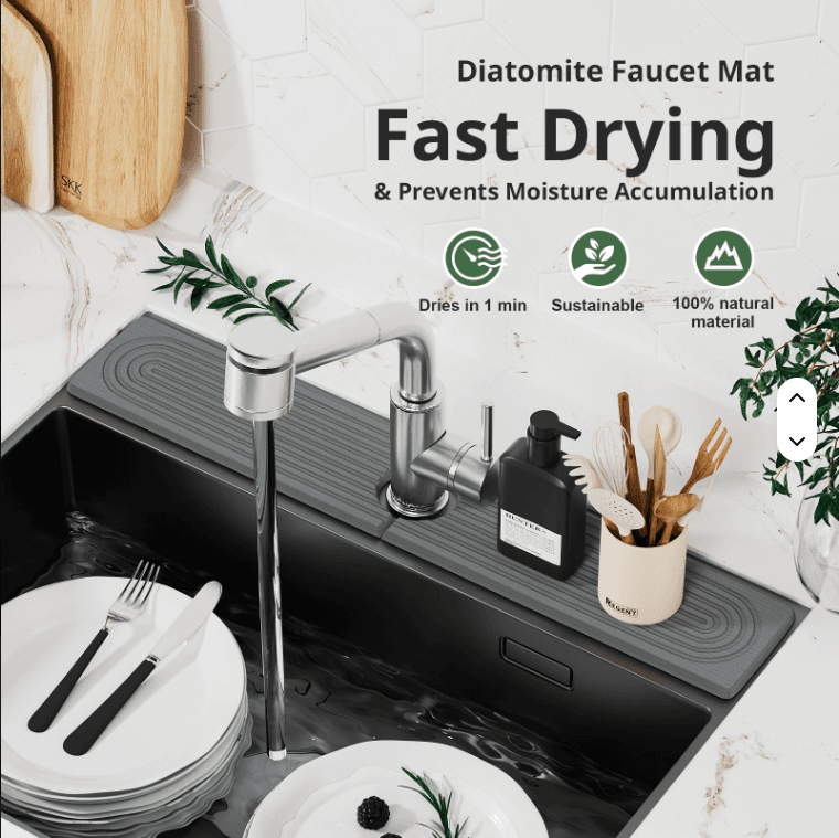 Diatomaceous Earth Sink Tray, Quick-Dry Sponge and Soap Holder – Light Grey – photo 5