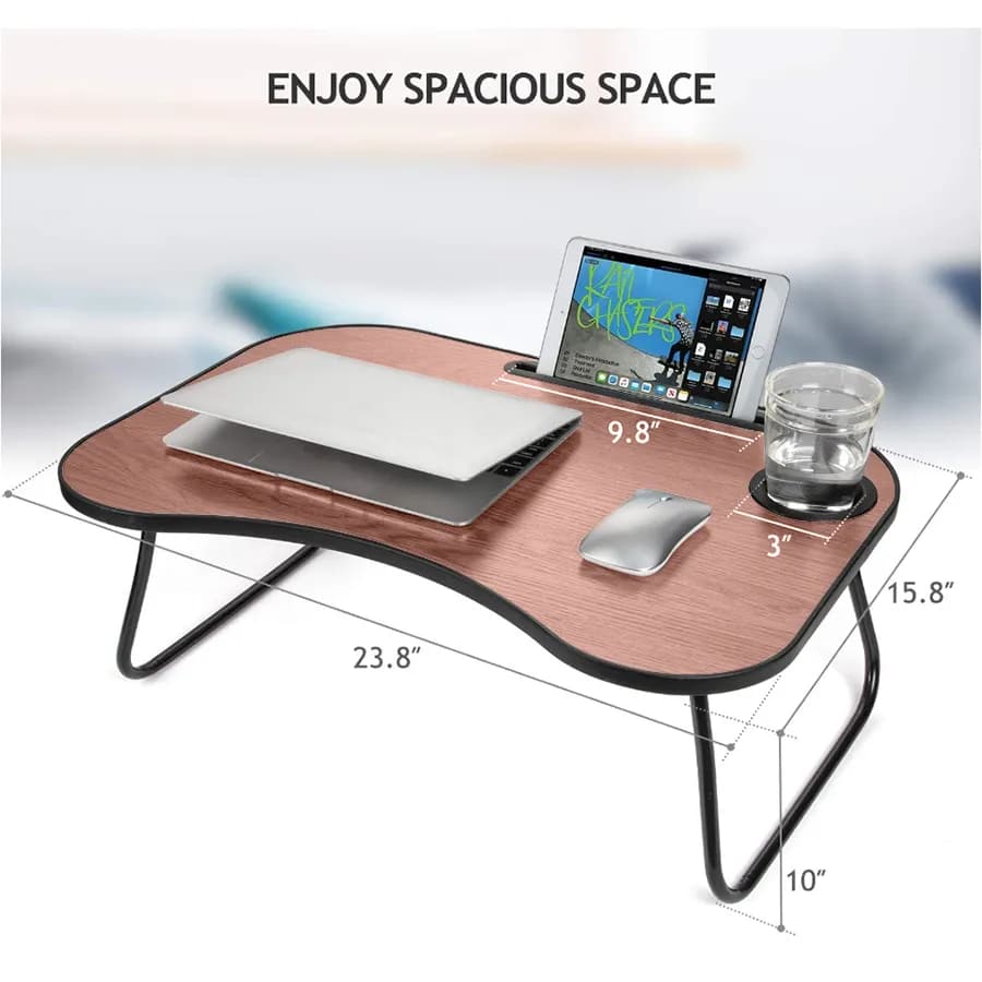 Foldable Lap Desk for Bed with Cup Holder, 23.8 x 15.8 in