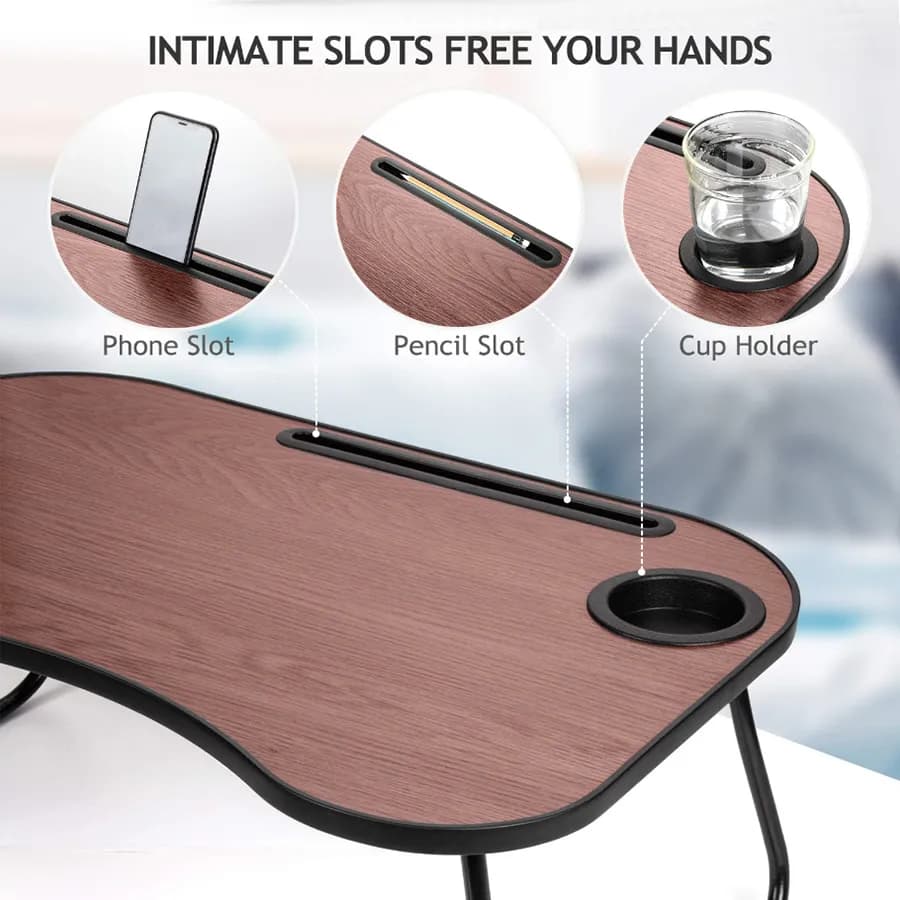 Foldable Lap Desk for Bed with Cup Holder, 23.8 x 15.8 in – photo 3