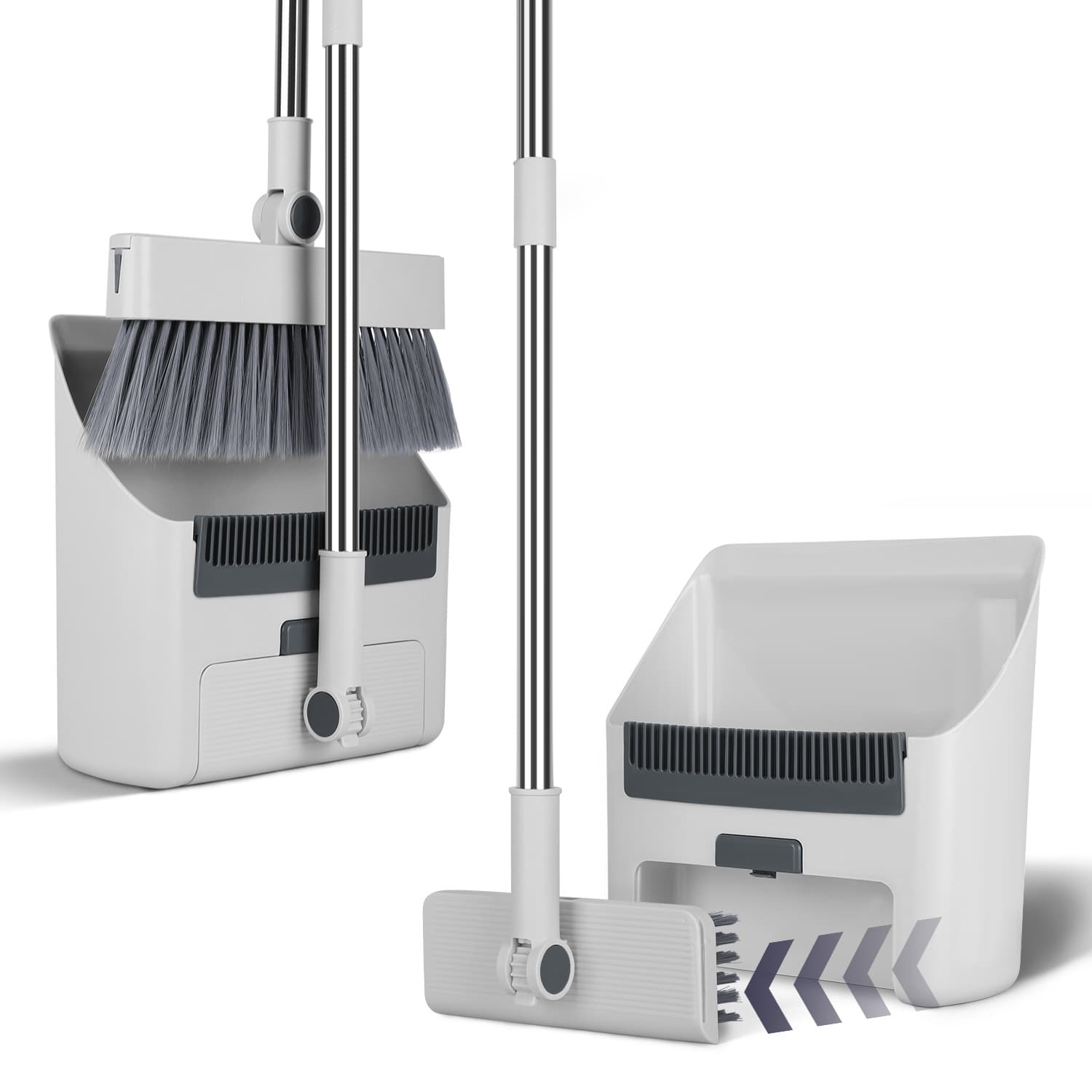 4-in-1 Upright Broom and Dustpan Set with Squeegee