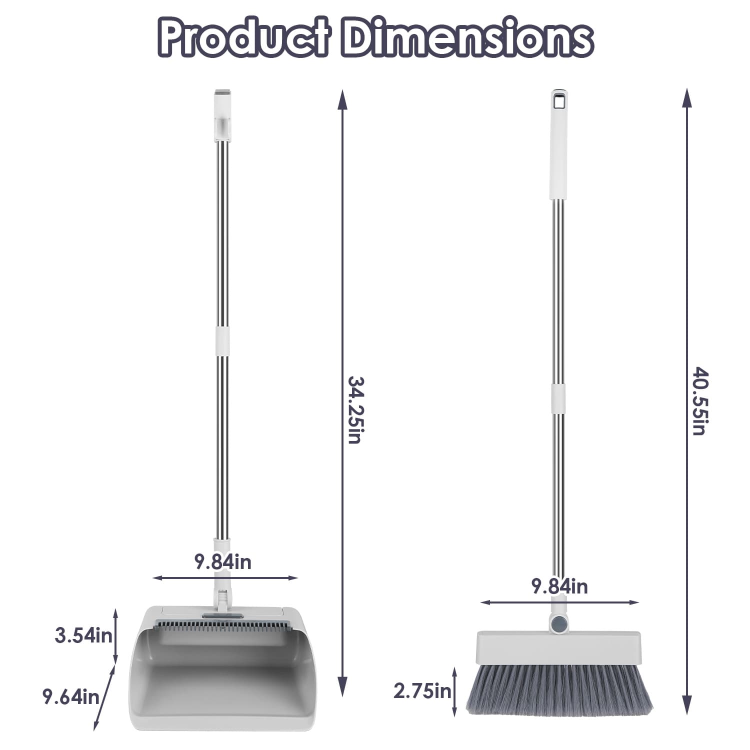 4-in-1 Upright Broom and Dustpan Set with Squeegee – photo 2