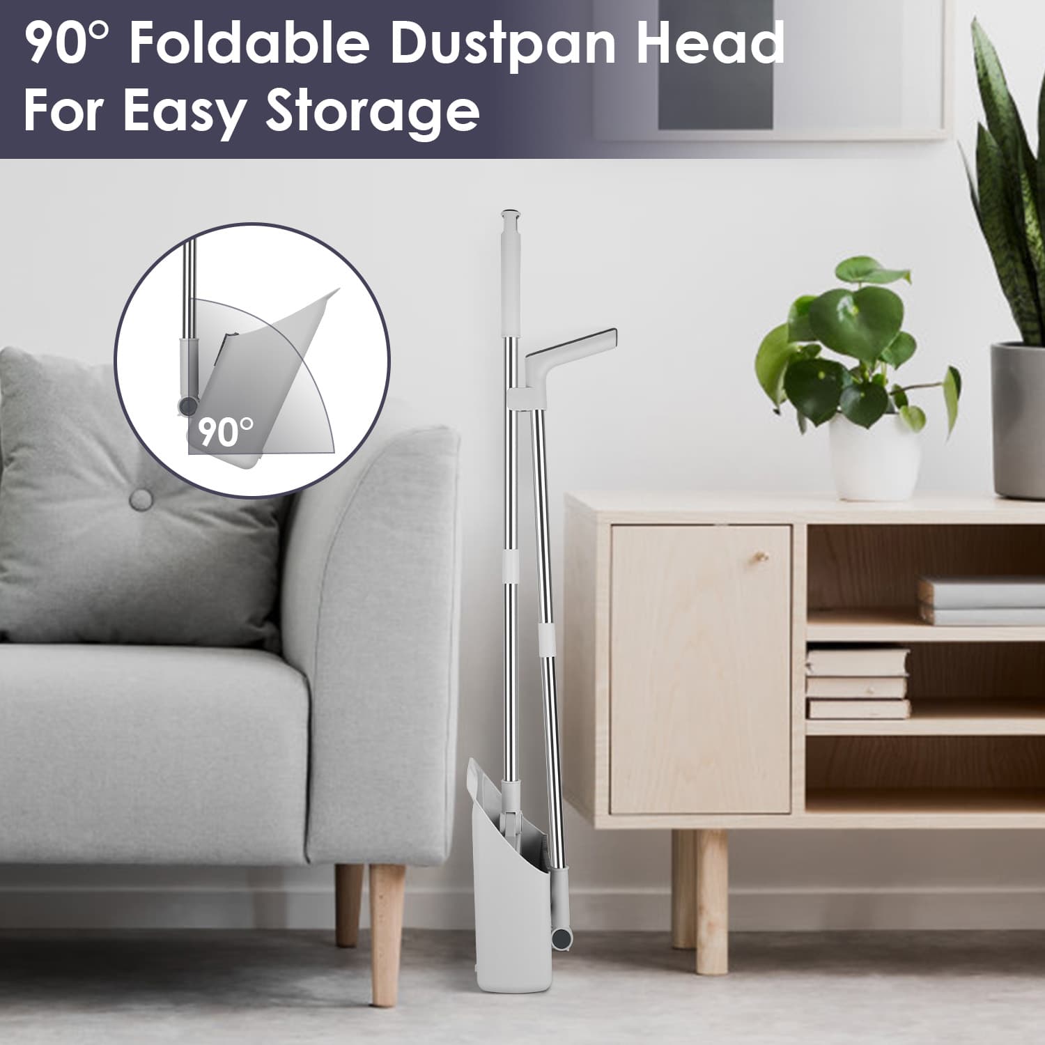 4-in-1 Upright Broom and Dustpan Set with Squeegee – photo 6