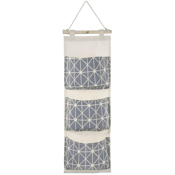 Hanging Wall Organizer with 3 Pockets, Linen-Cotton
