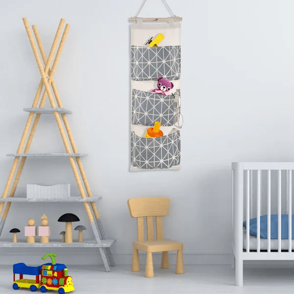 Hanging Wall Organizer with 3 Pockets, Linen-Cotton – photo 4