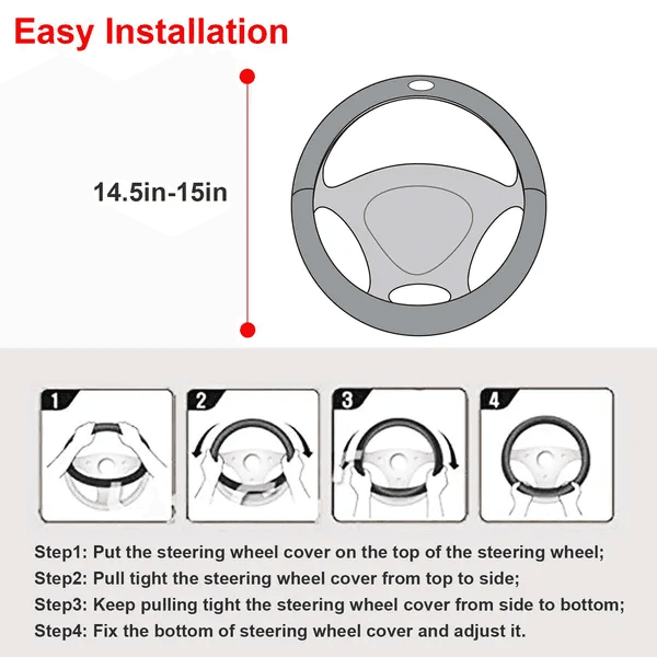 Microfiber Leather Steering Wheel Cover, Fits 14.5 to 15 in – photo 2