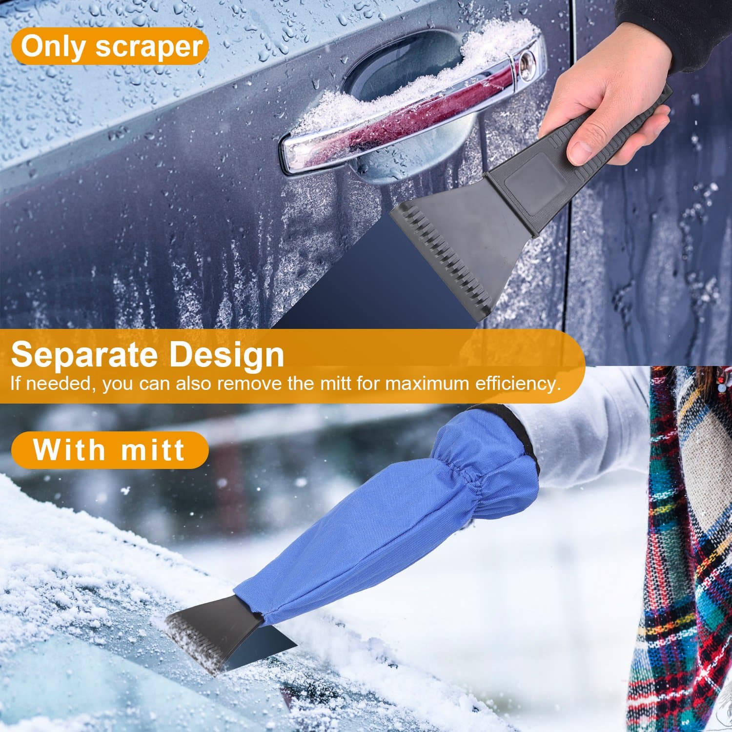 Ice Scraper Mitt with Fleece Lining