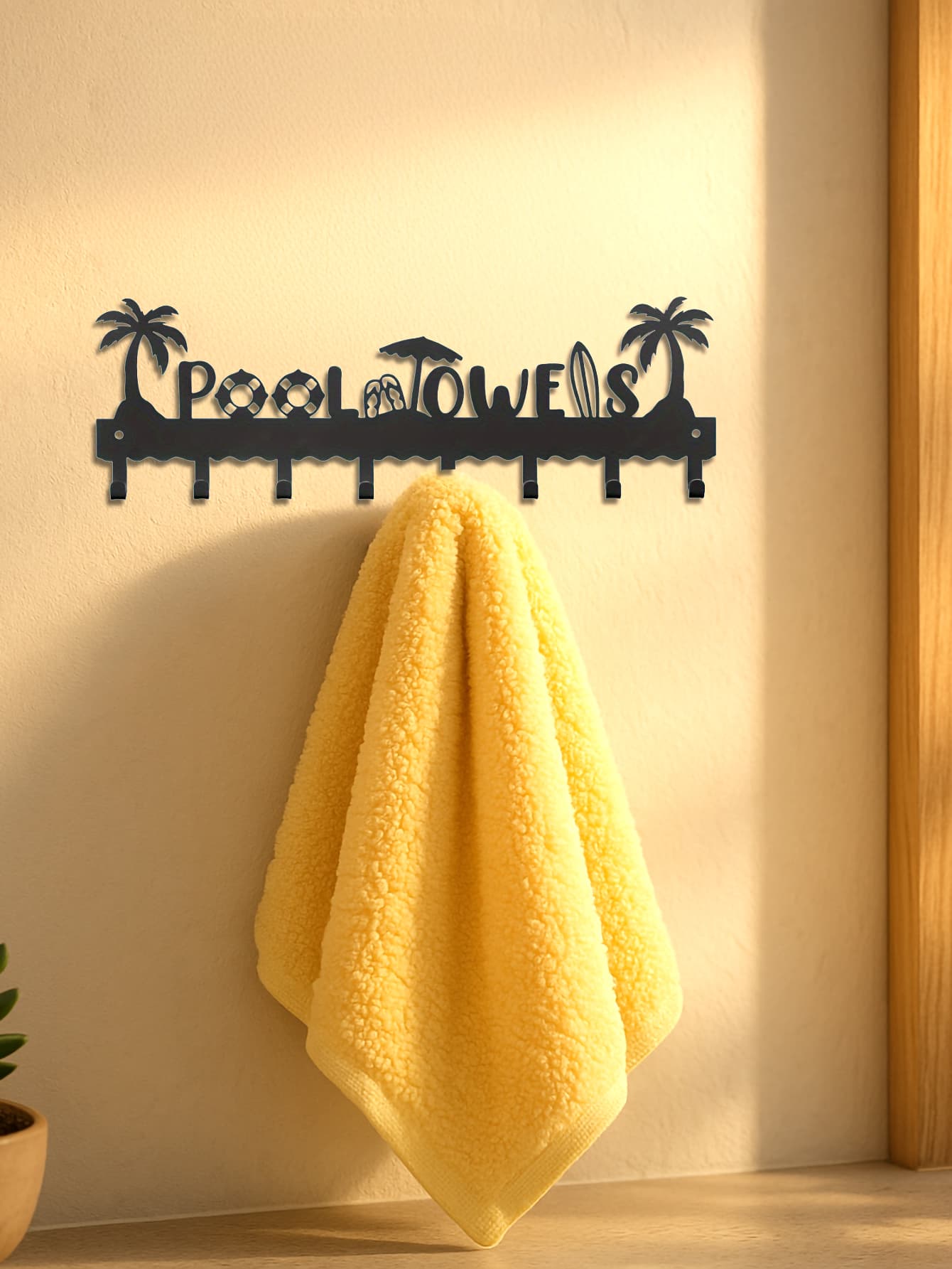 Beach-Themed Metal Towel Rack with 8 Hooks – photo 2