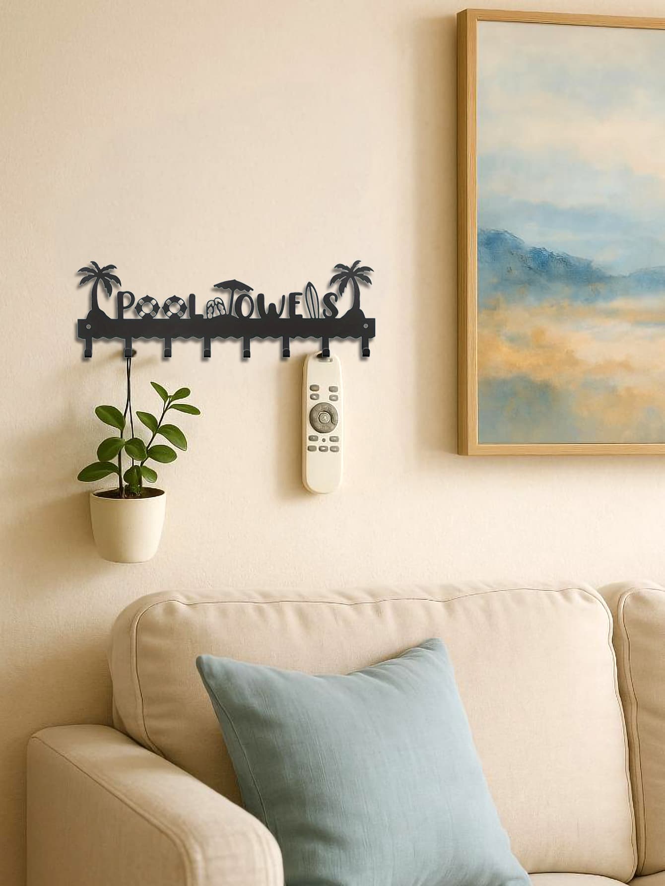 Beach-Themed Metal Towel Rack with 8 Hooks – photo 6