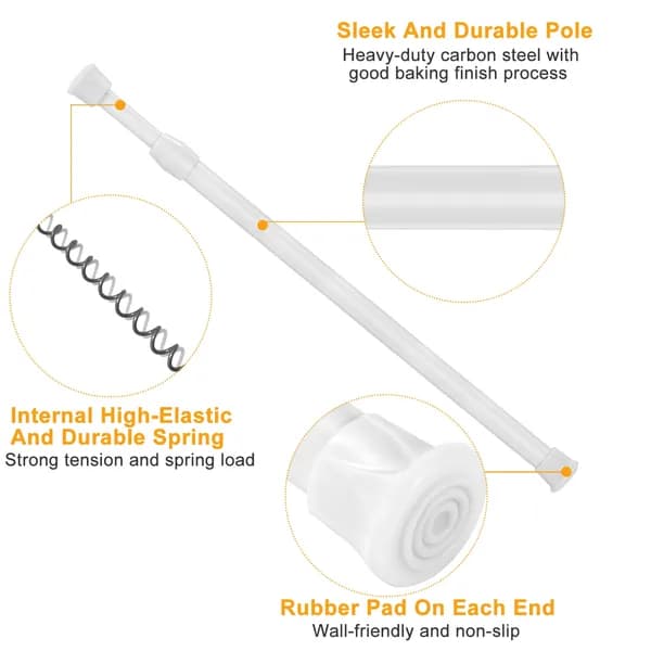 Spring Tension Curtain Rod, 21.7 to 35.4 in – photo 2