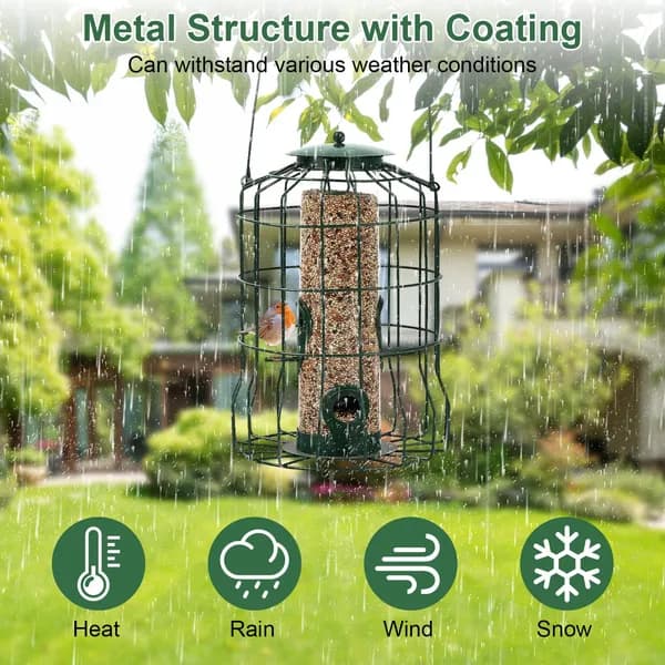 Squirrel-Resistant Metal Bird Feeder with 4 Feeding Ports – photo 2