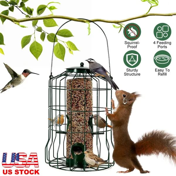 Squirrel-Resistant Metal Bird Feeder with 4 Feeding Ports – photo 4