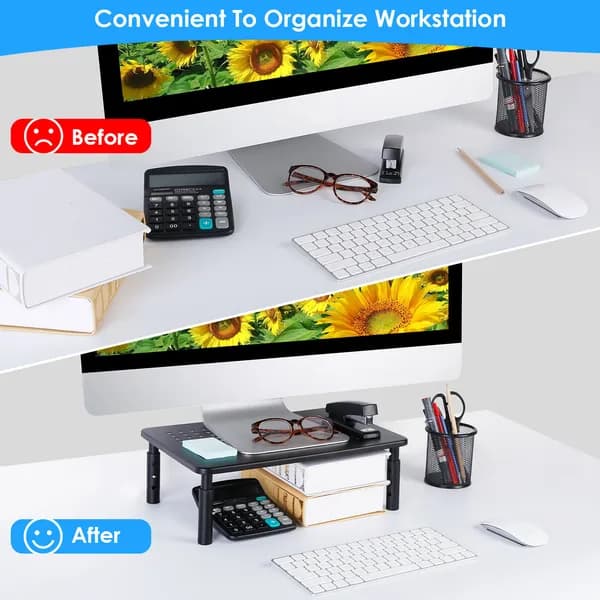 Monitor Stand Riser with 3 Height Settings, 44 lb Capacity – photo 2