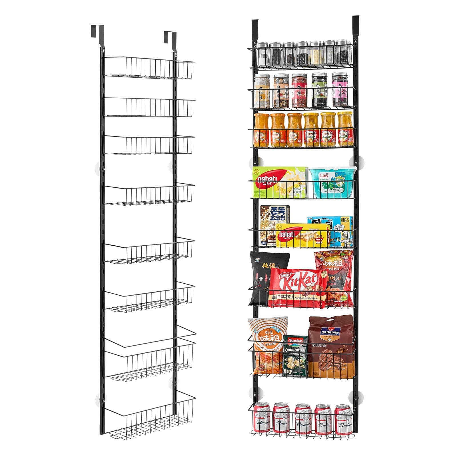 8-Tier Over-the-Door Pantry Organizer, Adjustable Hanging Rack