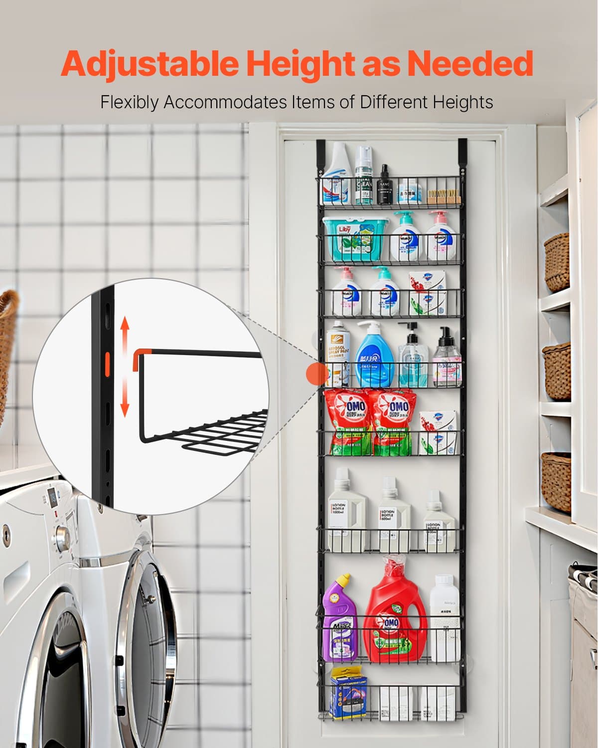 8-Tier Over-the-Door Pantry Organizer, Adjustable Hanging Rack – photo 2