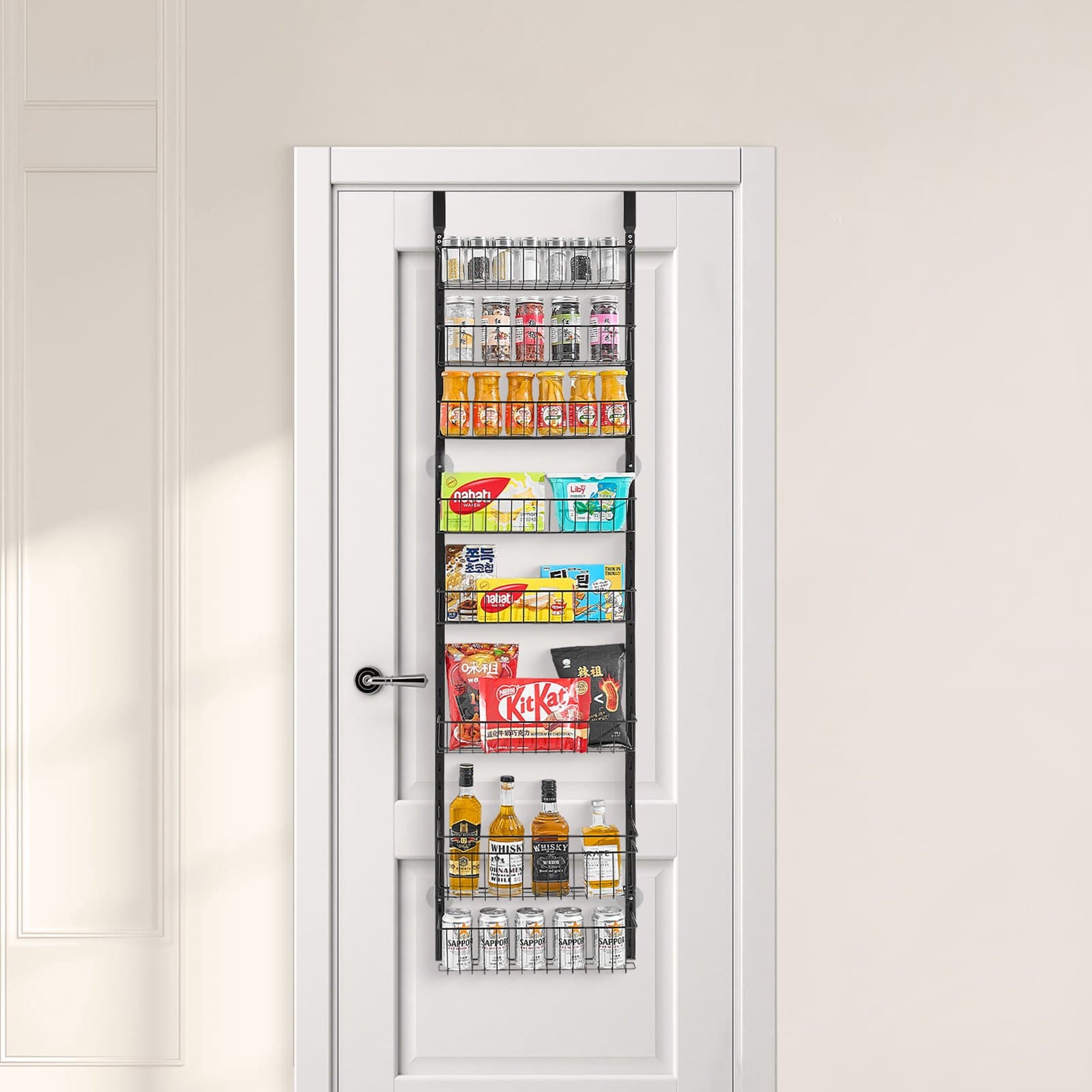 8-Tier Over-the-Door Pantry Organizer, Adjustable Hanging Rack – photo 3