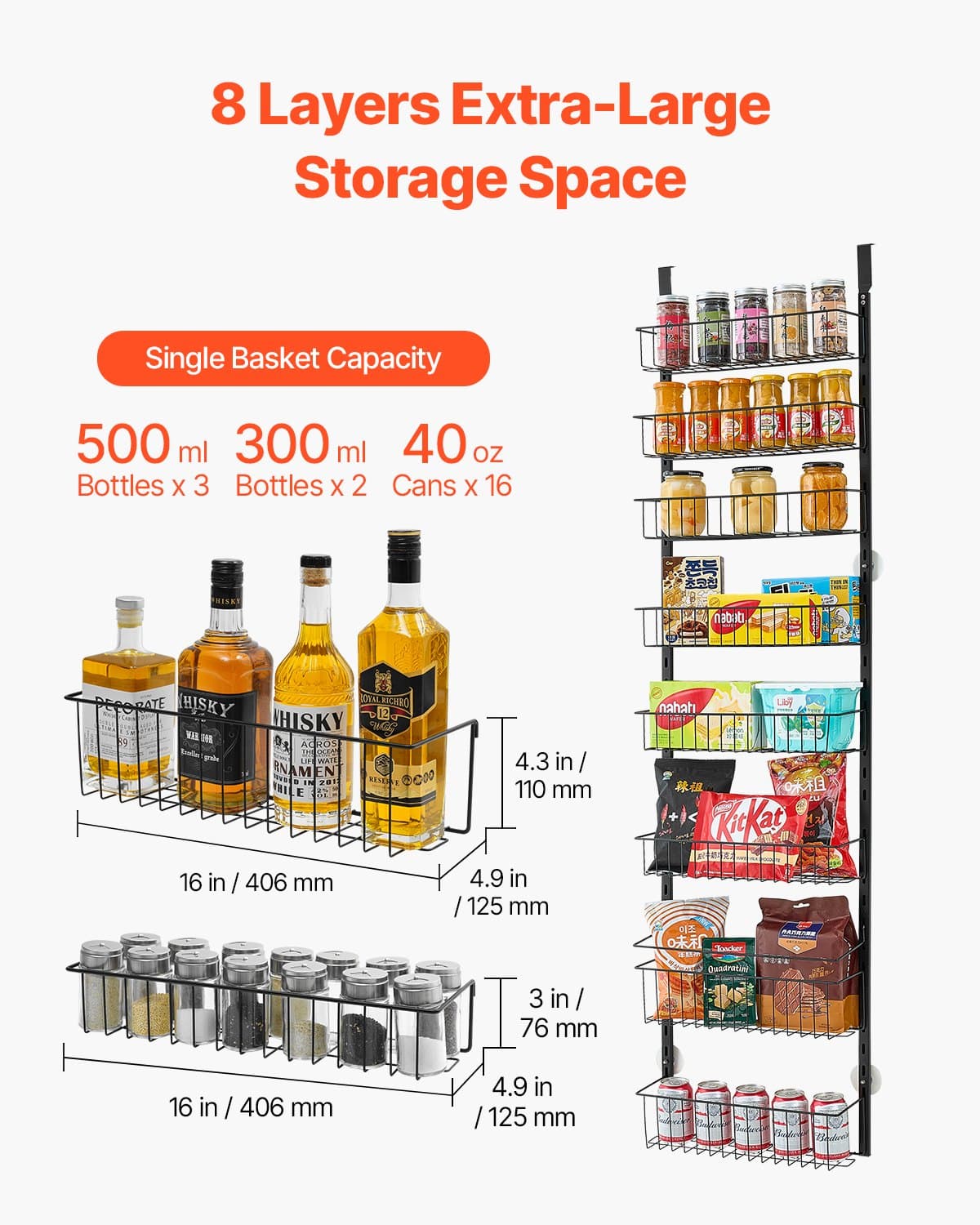 8-Tier Over-the-Door Pantry Organizer, Adjustable Hanging Rack – photo 6