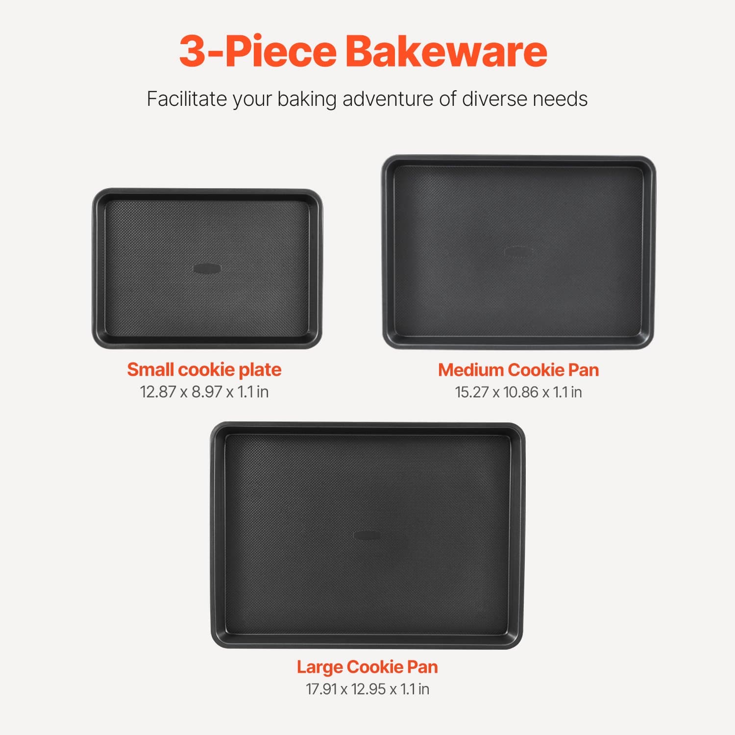 3-Piece Nonstick Carbon Steel Baking Pan Set with Silicone Handles – photo 2
