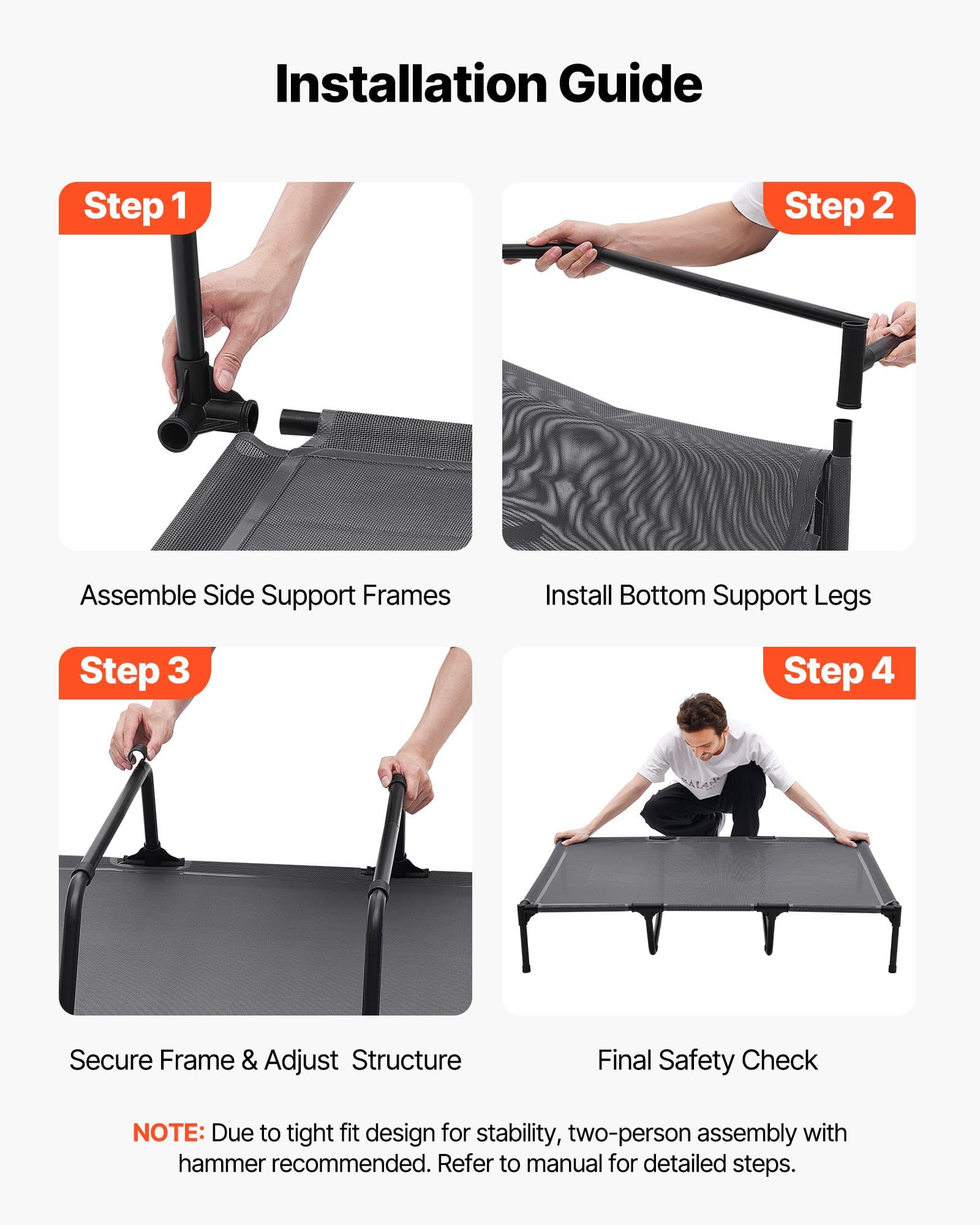 Elevated Dog Bed, XL Raised Dog Cot with Metal Frame – photo 2