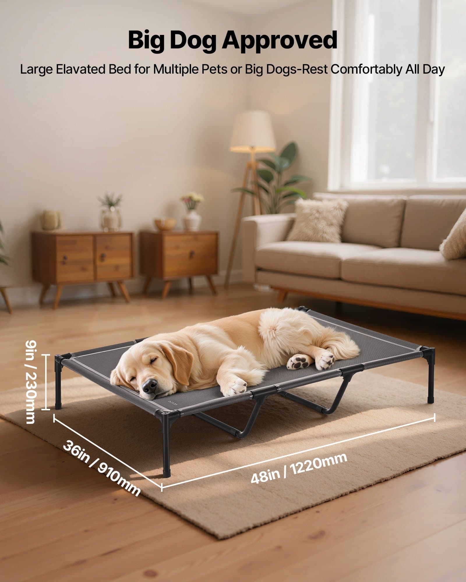 Elevated Dog Bed, XL Raised Dog Cot with Metal Frame – photo 4