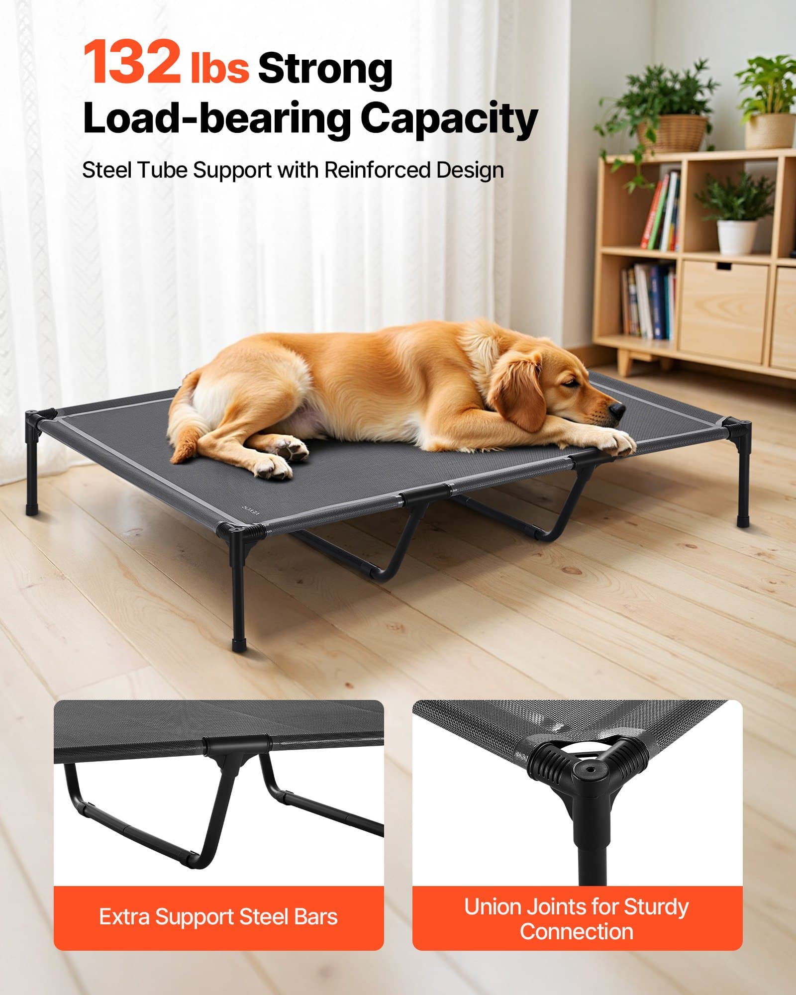 Elevated Dog Bed, XL Raised Dog Cot with Metal Frame – photo 5