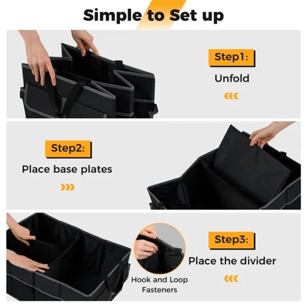 13-Gallon Car Trunk Organizer, 3 Compartments and 6 Pockets – photo 5