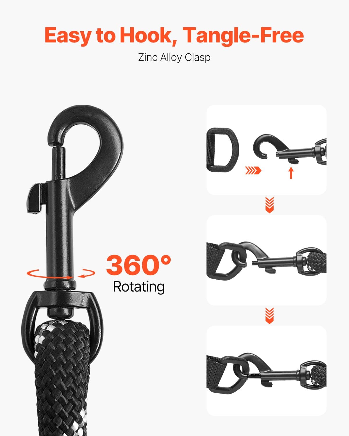 6 ft Rope Dog Leash with Padded Handle and Reflective Thread – photo 4
