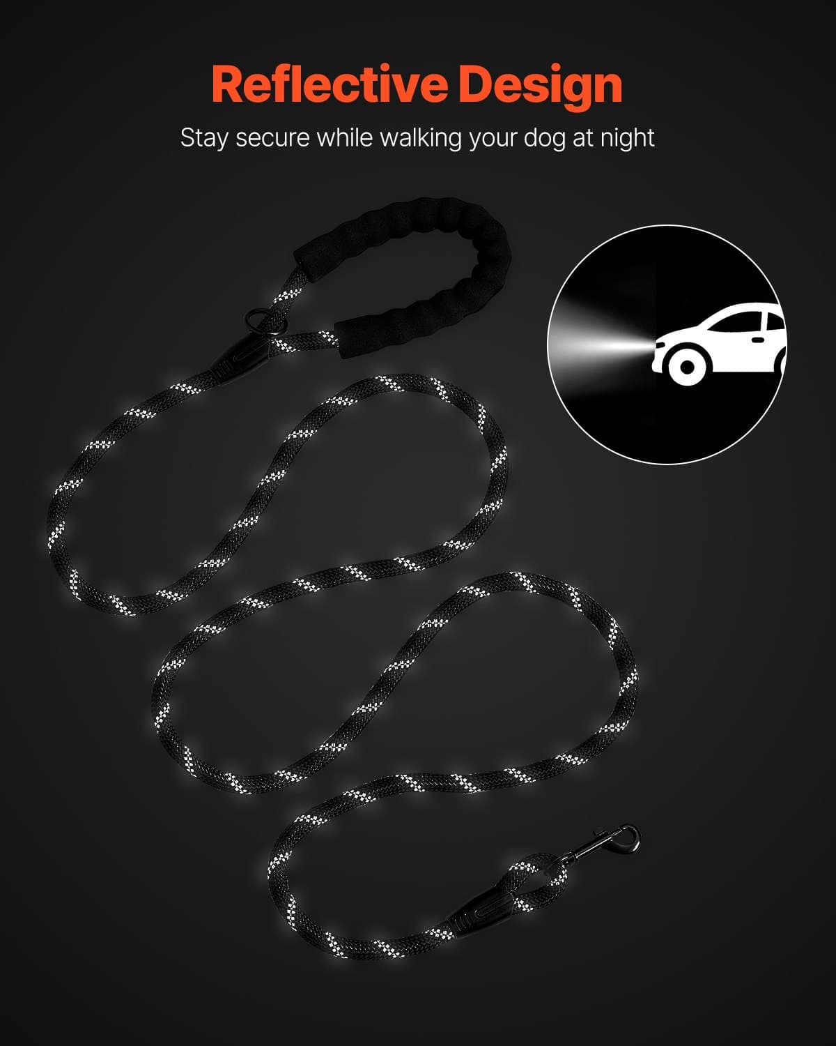 6 ft Rope Dog Leash with Padded Handle and Reflective Thread – photo 5