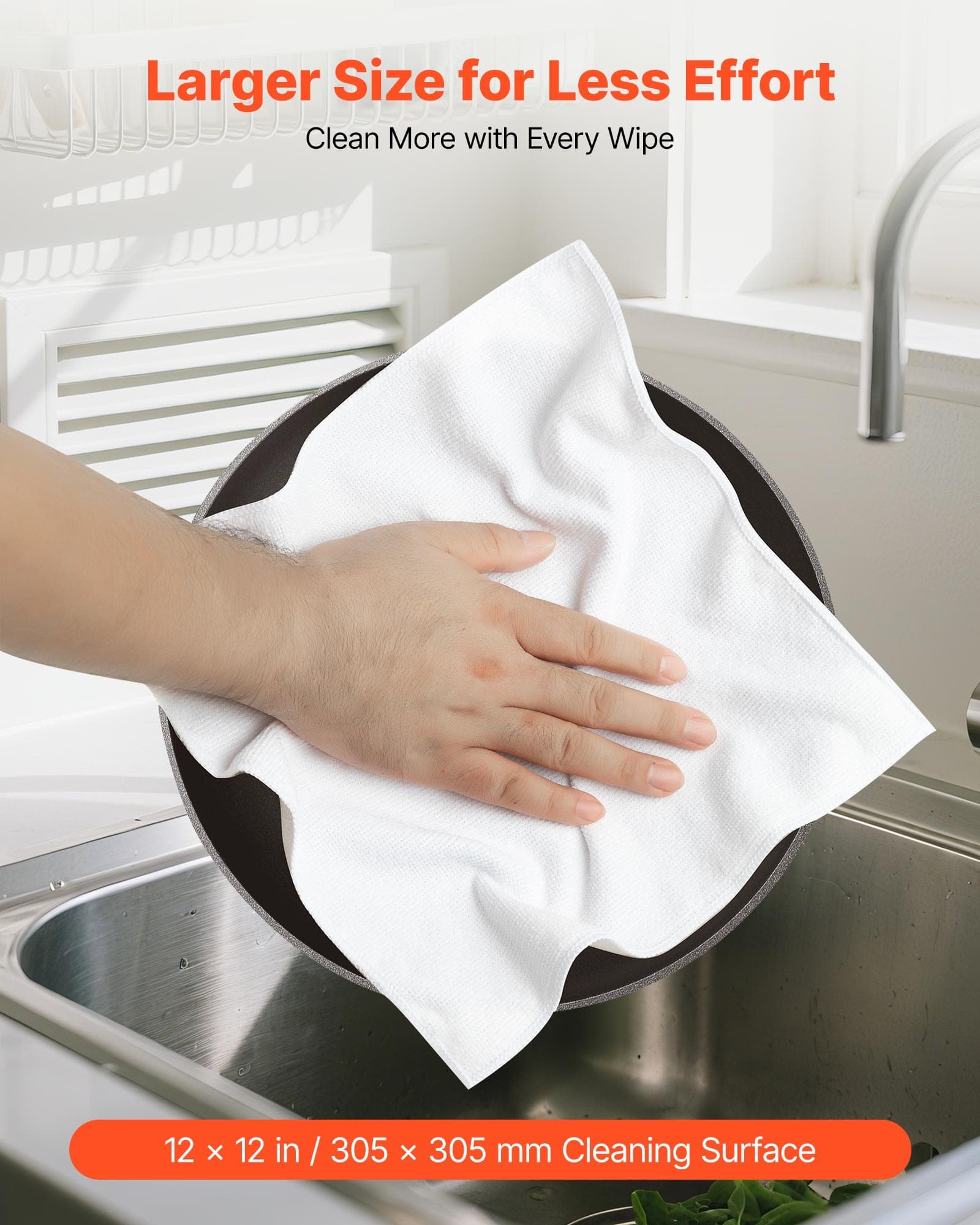 Microfiber Cleaning Cloths, 50-Pack, 12 x 12 in, White – photo 3
